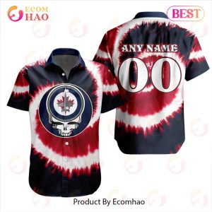 NHL Winnipeg Jets Special Grateful Dead Tie-Dye Design Button Shirt Polo Shirt