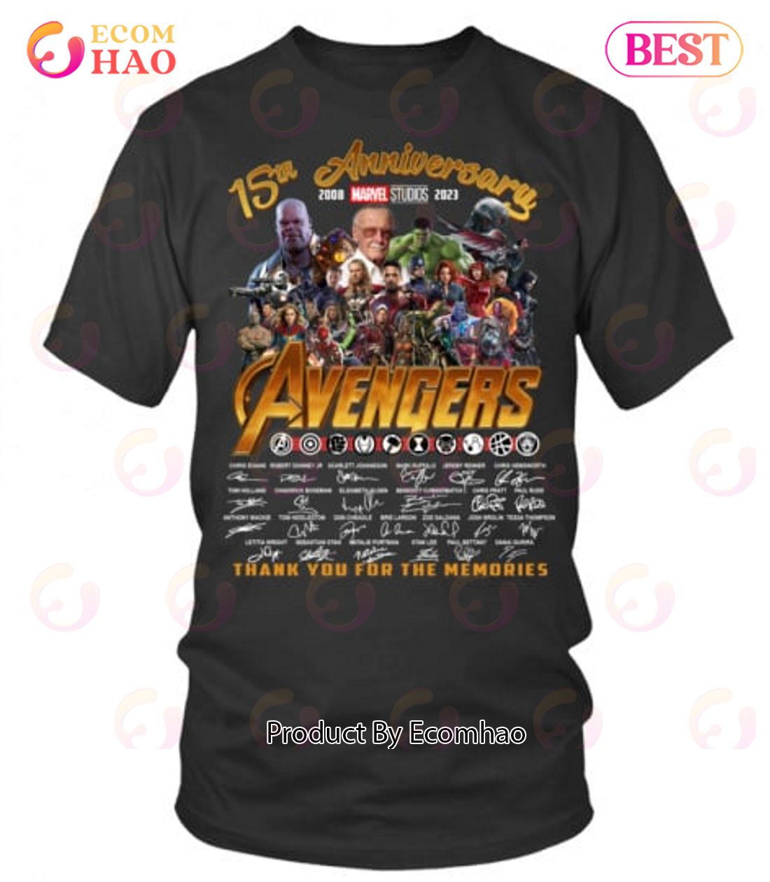 15th Anniversary 2008 – 2023 Marvel Studios Avengers Thank You For The Memories T-Shirt