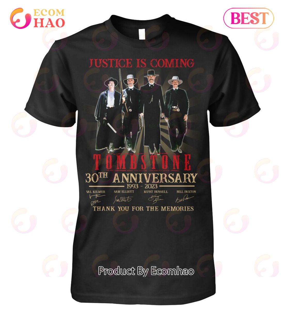 Justice Is Coming Tombstone 30th Anniversary 1993 – 2023 Thank You For The Memories T-Shirt