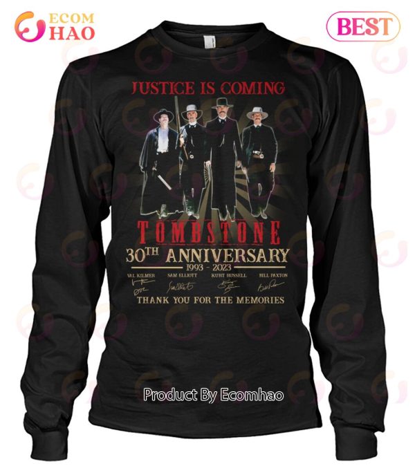 Justice Is Coming Tombstone 30th Anniversary 1993 – 2023 Thank You For The Memories T-Shirt