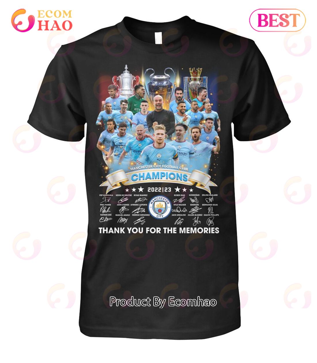 Manchester City Football Club Champions 2022 23 Thank You For The Memories T-Shirt