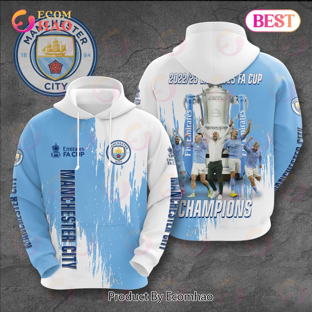 Manchester City 2022 23 Emirates FA Cup Champions 3D Hoodie