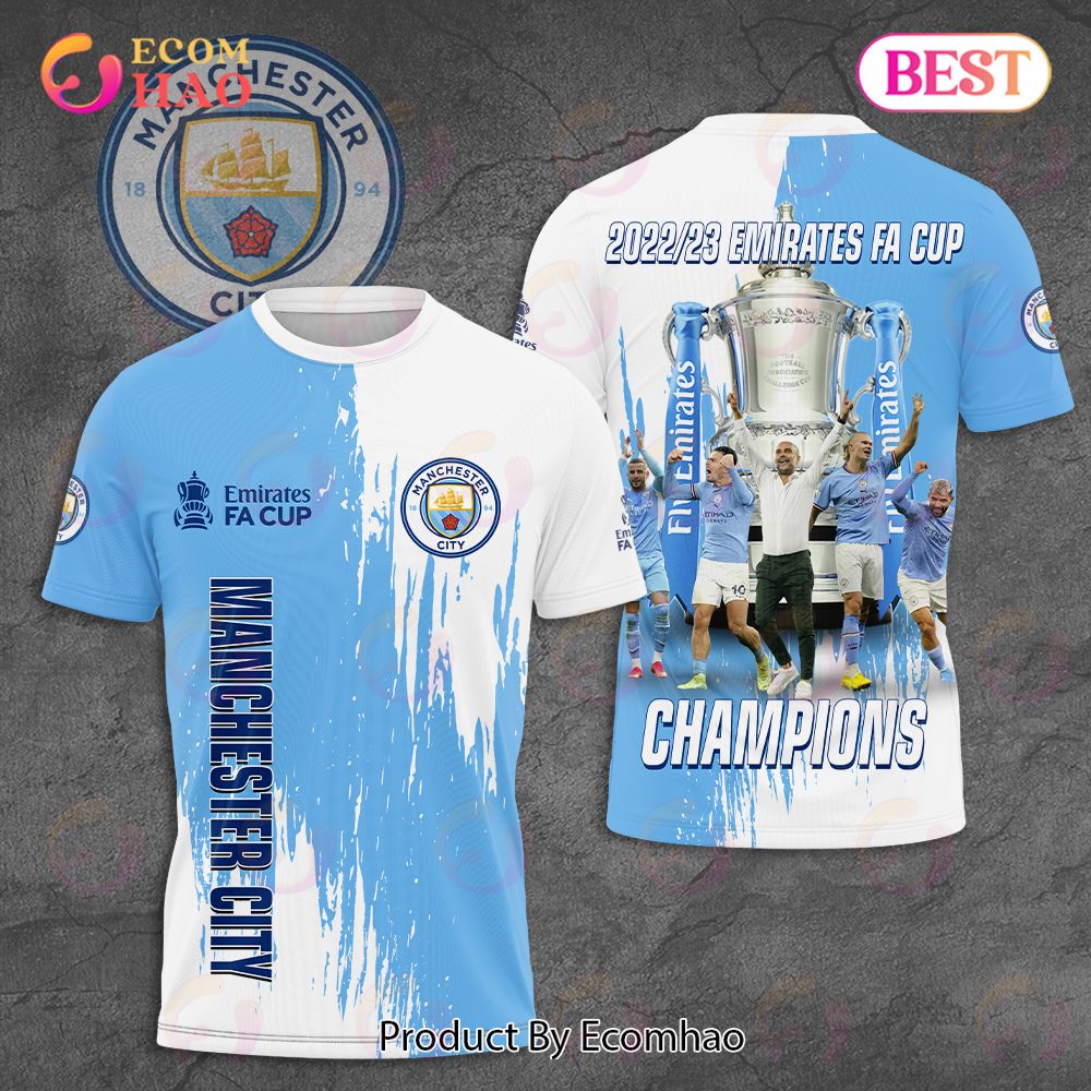 Manchester City 2022 23 Emirates FA Cup Champions 3D Hoodie