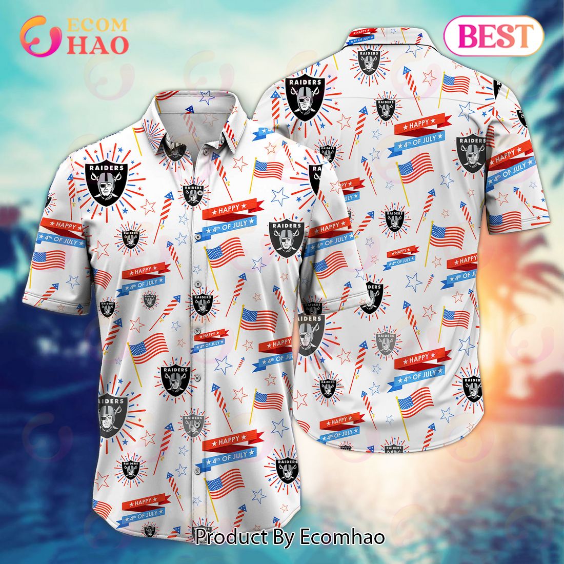 NFL Las Vegas Raiders Happy 4th Of July Hawaiian Shirt