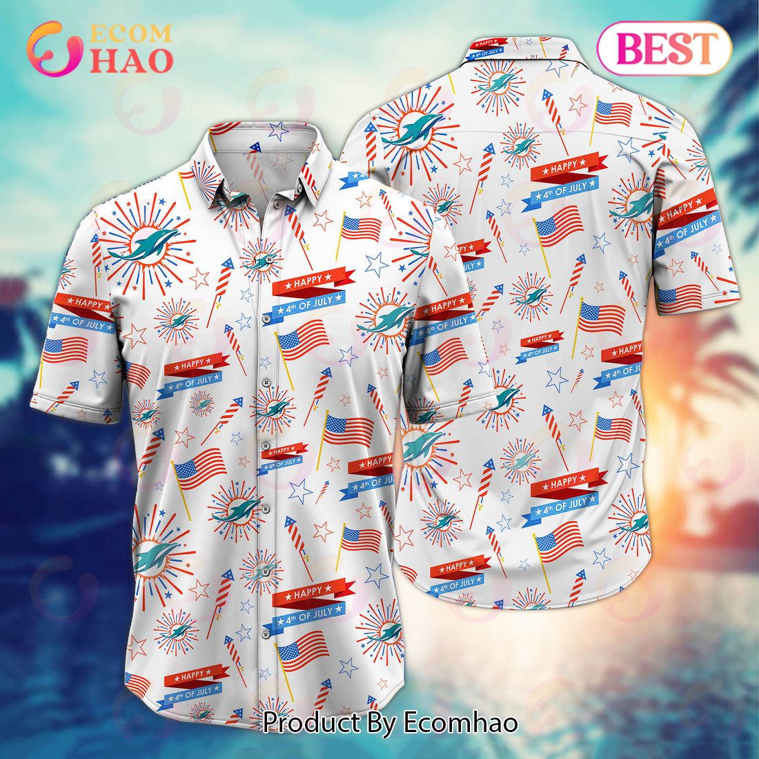 NFL Miami Dolphins Happy 4th Of July Hawaiian Shirt