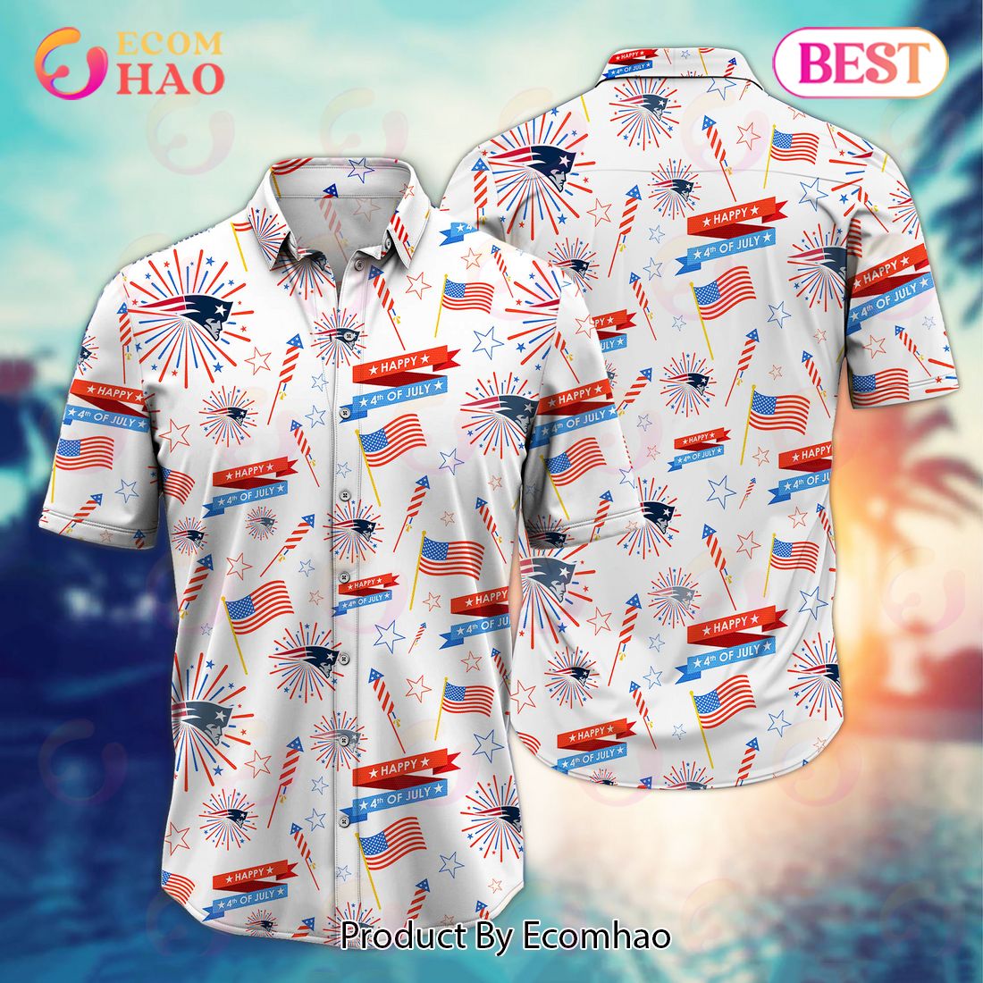 NFL New England Patriots Happy 4th Of July Hawaiian Shirt