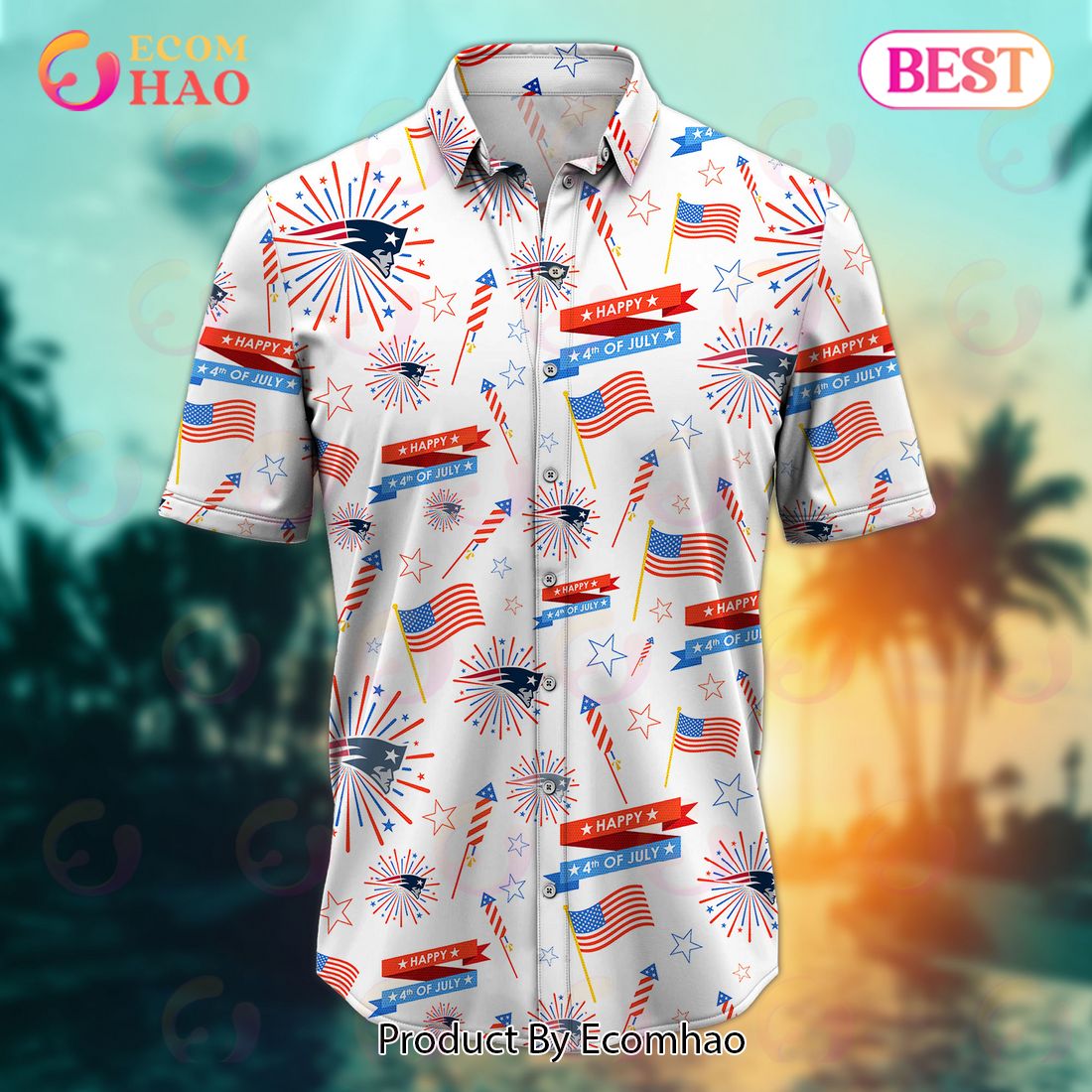 NFL New England Patriots Happy 4th Of July Hawaiian Shirt