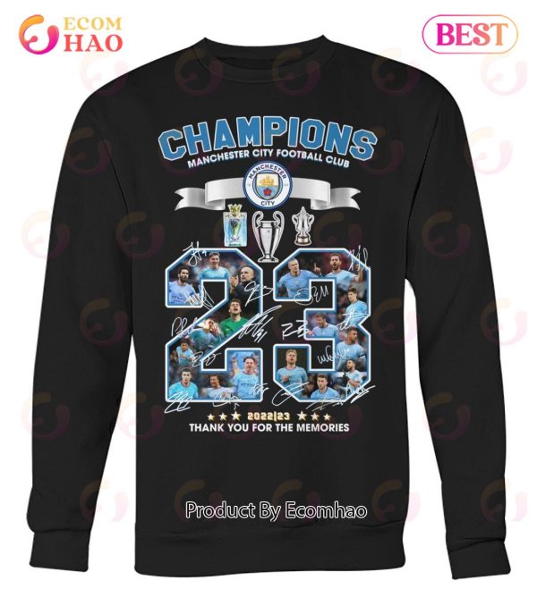 Champions Manchester City Football Club 2022-23 Thank You For The Memories T-Shirt