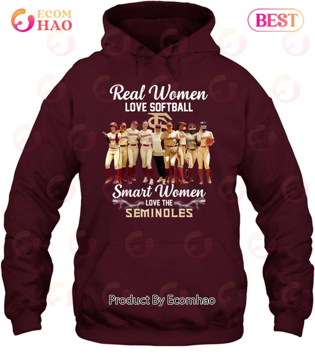 Real Women Love Softball Smart Women Love The Seminoles T-Shirt