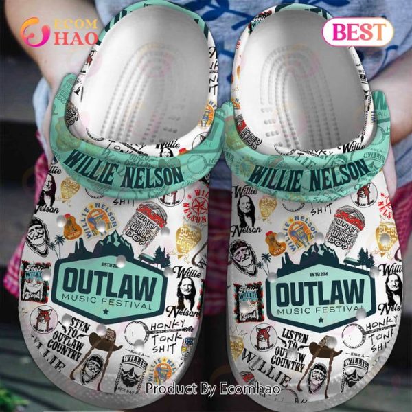 PREMIUM Willie Nelson EST 2016 Out Law Music Festival Clogs, Crocs