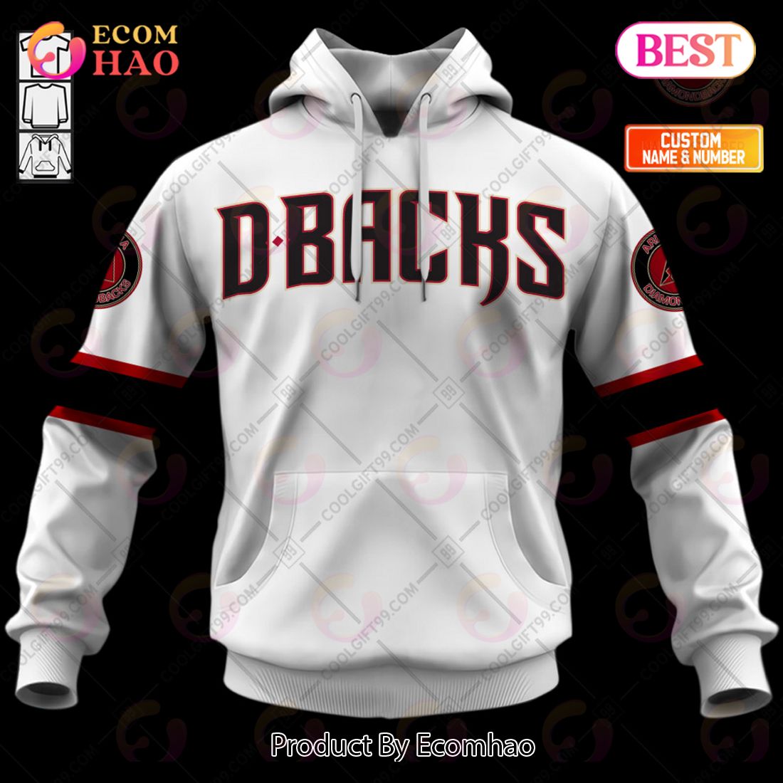 Personalized MLB Arizona Diamondbacks Home Jersey Style 3D Hoodie