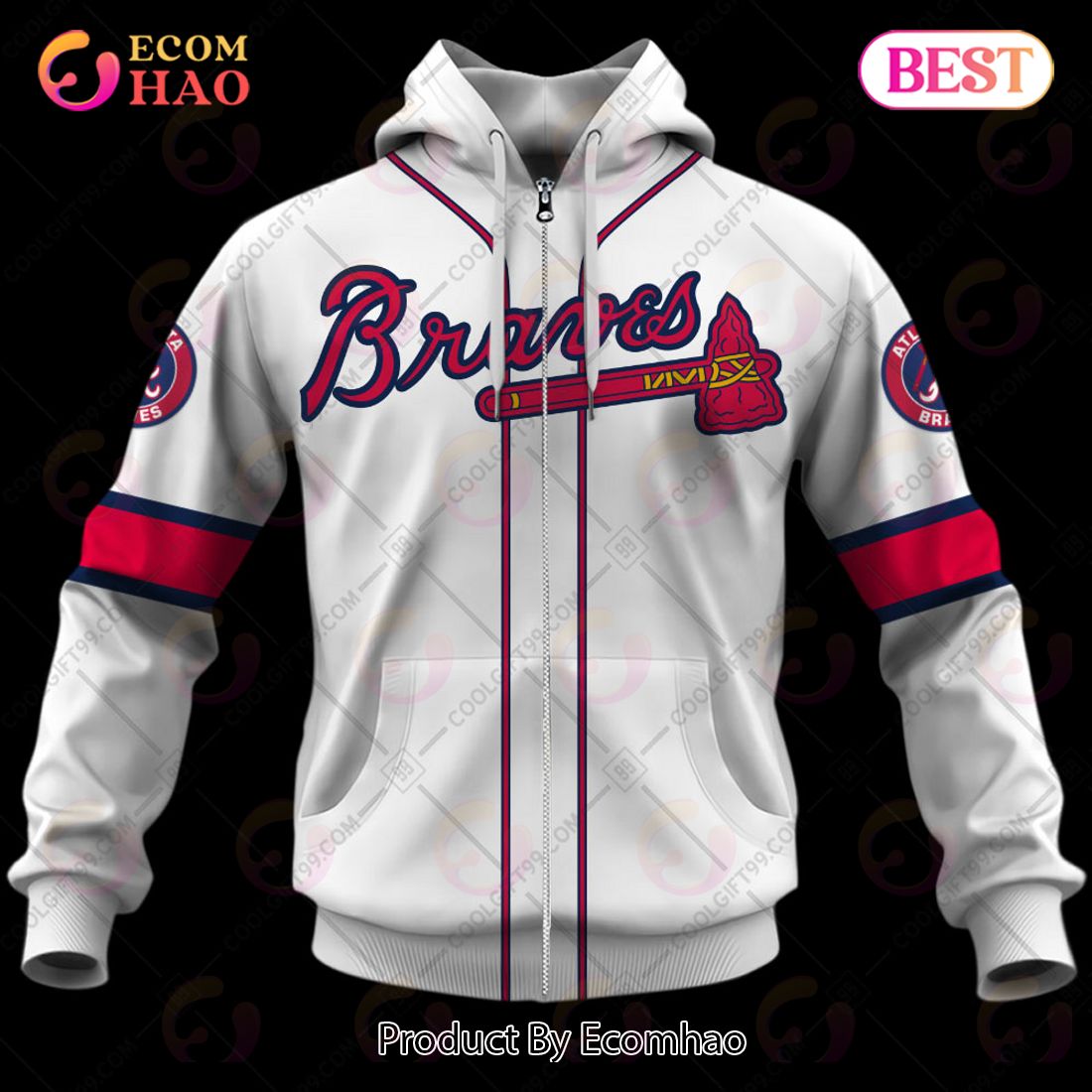 Personalized MLB Atlanta Braves Home Jersey Style 3D Hoodie