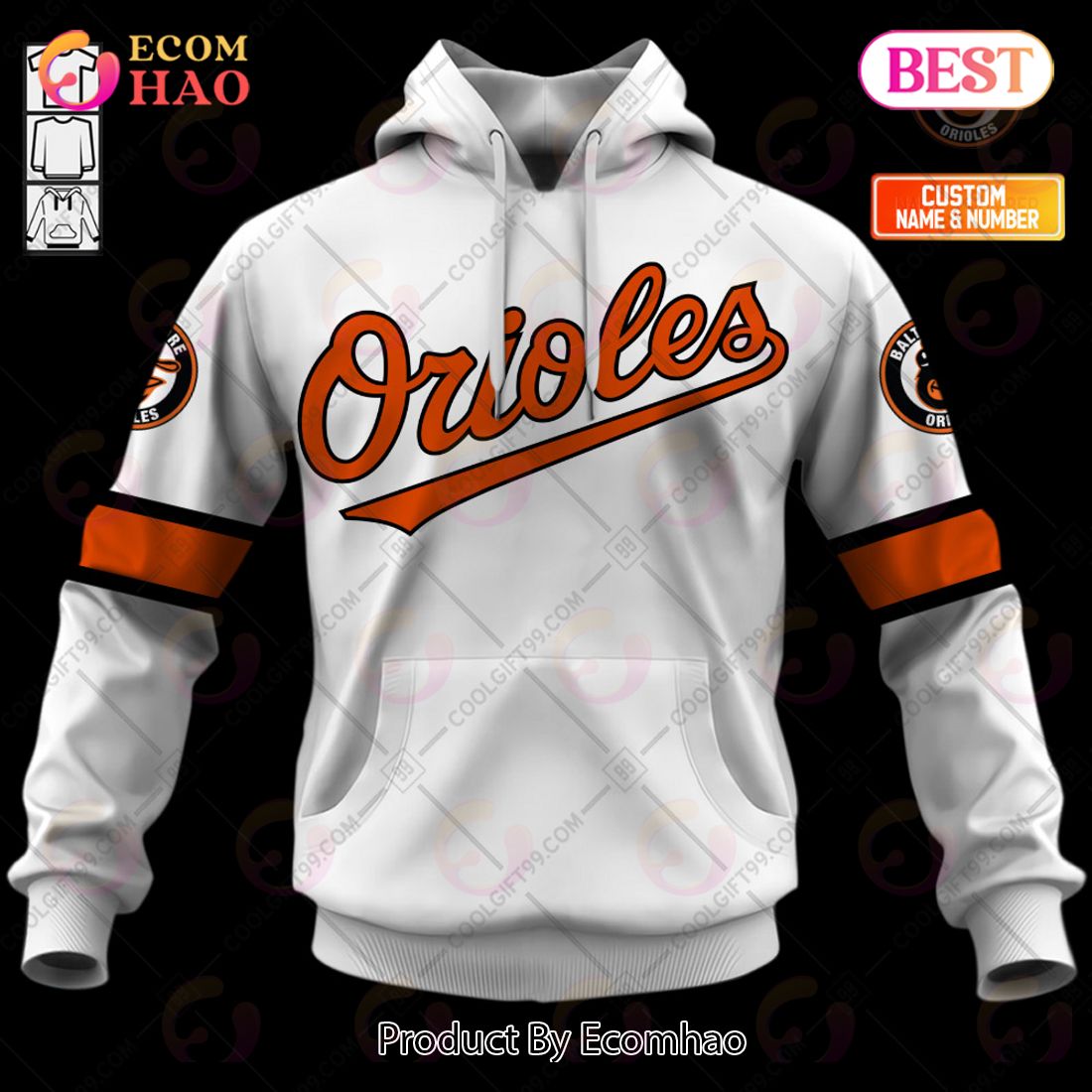 Personalized MLB Baltimore Orioles Home Jersey Style 3D Hoodie