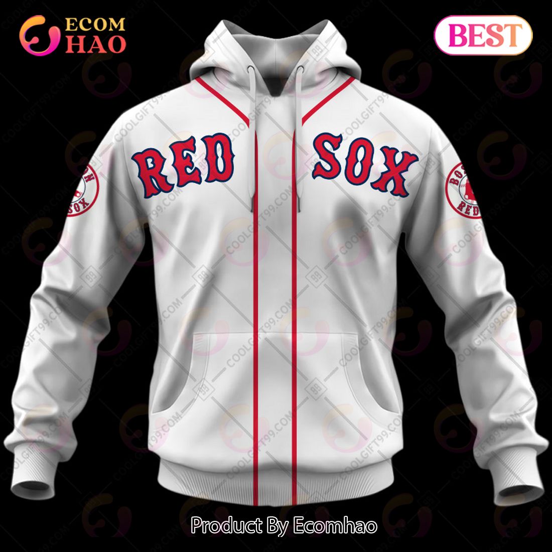 Personalized MLB Boston Red Sox Home Jersey Style 3D Hoodie