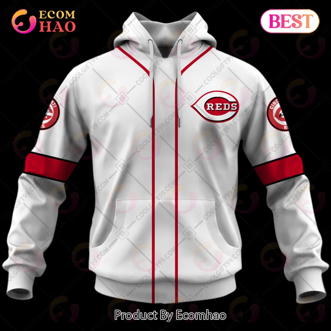 Personalized MLB Cincinnati Reds Home Jersey Style 3D Hoodie