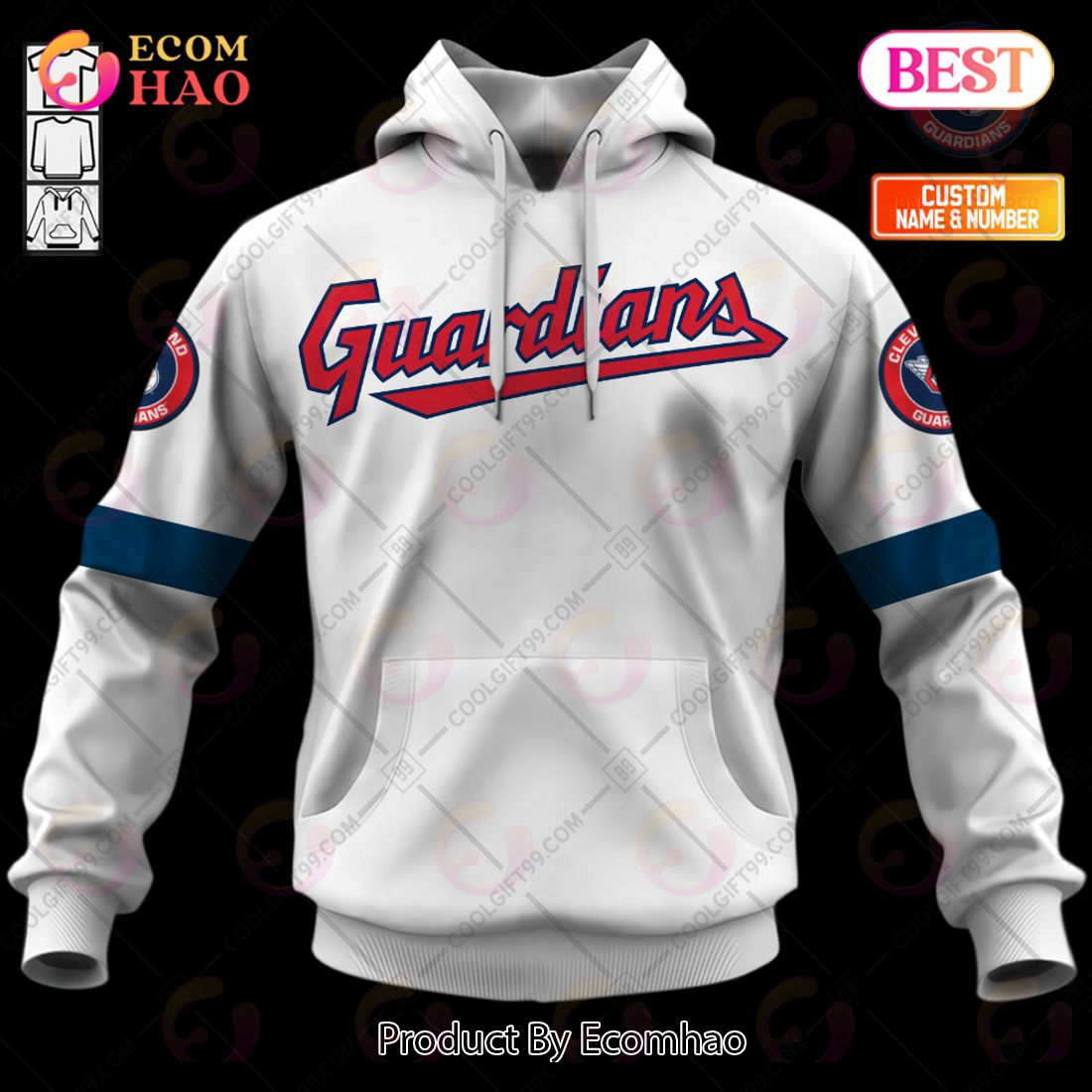 Personalized MLB Cleveland Guardians Home Jersey Style 3D Hoodie