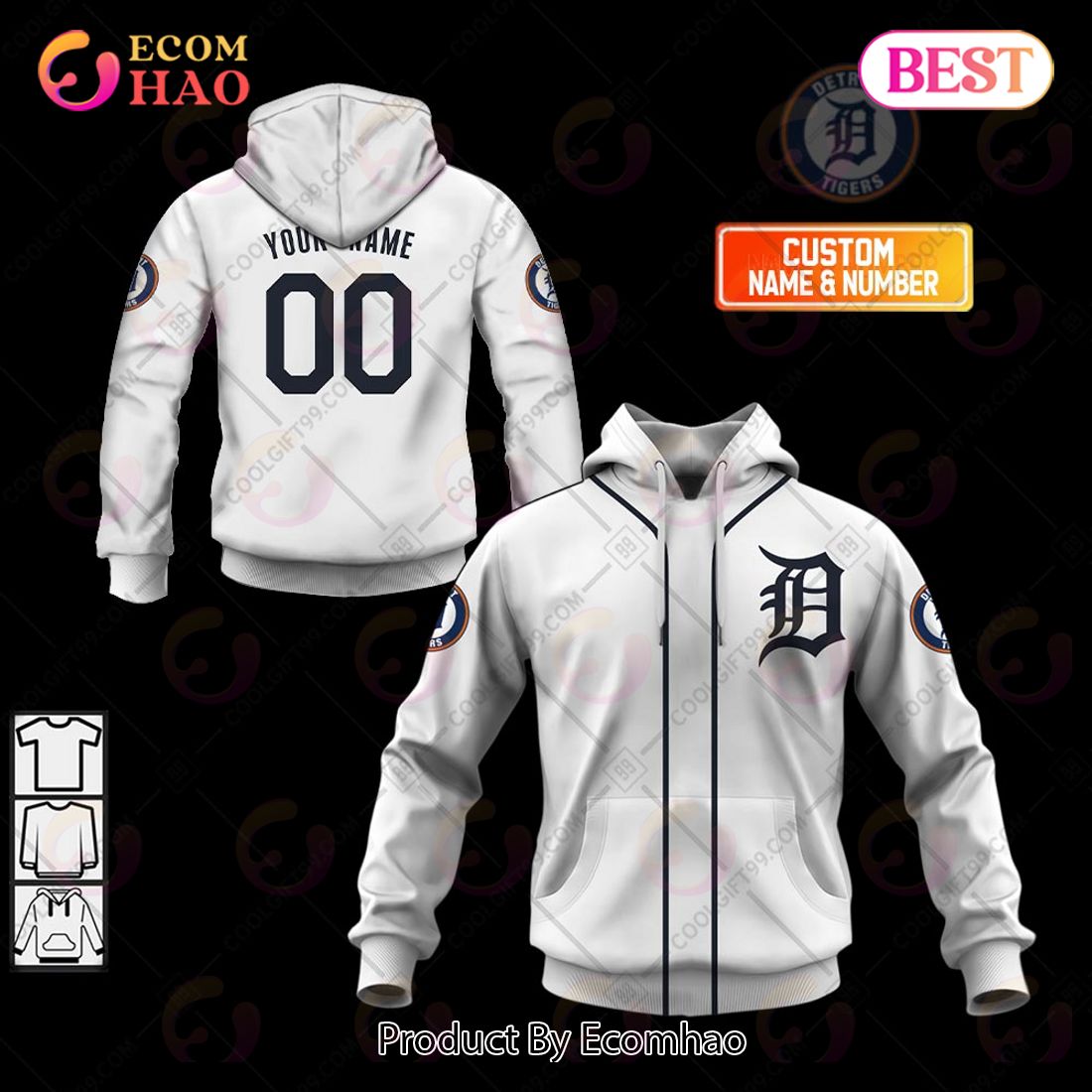 Personalized MLB Detroit Tigers Home Jersey Style 3D Hoodie