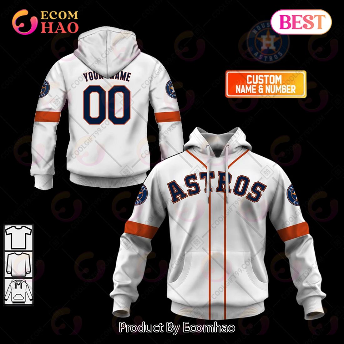 Personalized MLB Houston Astros Home Jersey Style 3D Hoodie