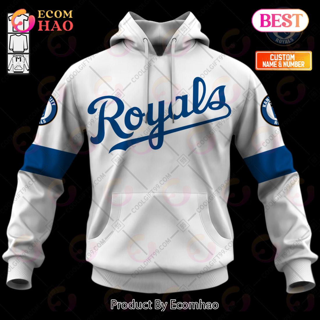 Personalized MLB Kansas City Royals Home Jersey Style 3D Hoodie