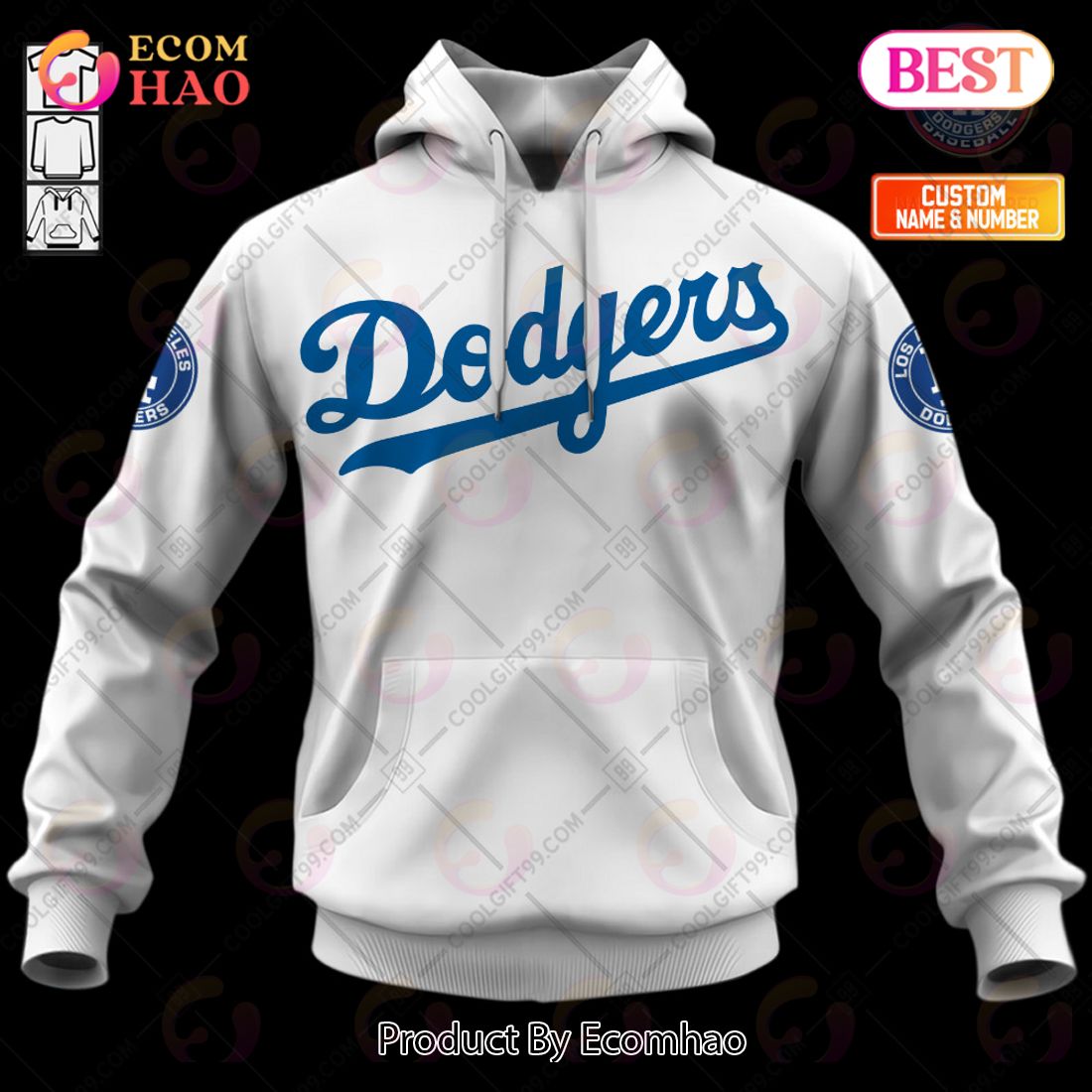 Personalized MLB Los Angeles Dodgers Home Jersey Style 3D Hoodie