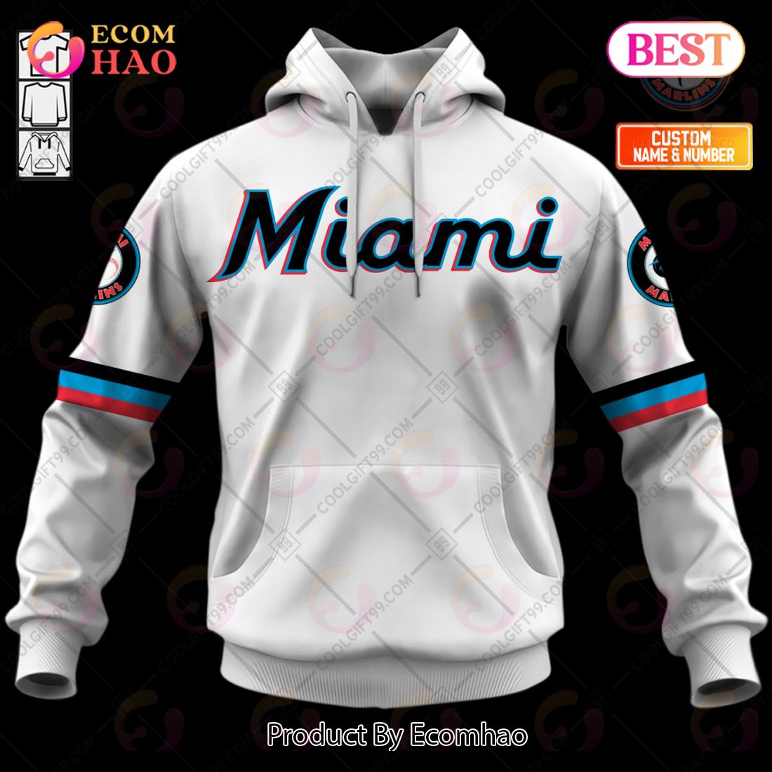 Personalized MLB Miami Marlins Home Jersey Style 3D Hoodie