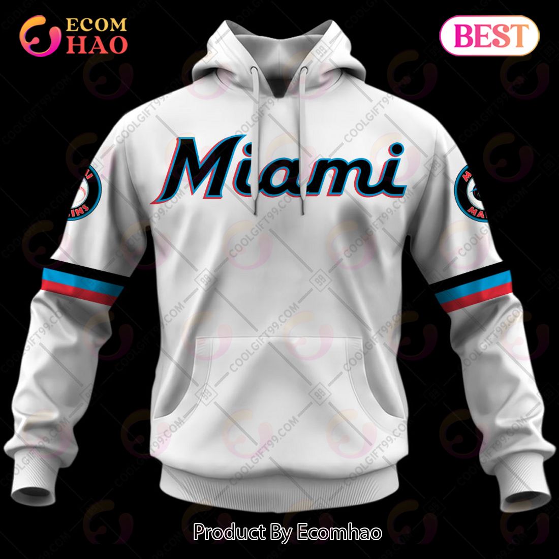 Personalized MLB Miami Marlins Home Jersey Style 3D Hoodie