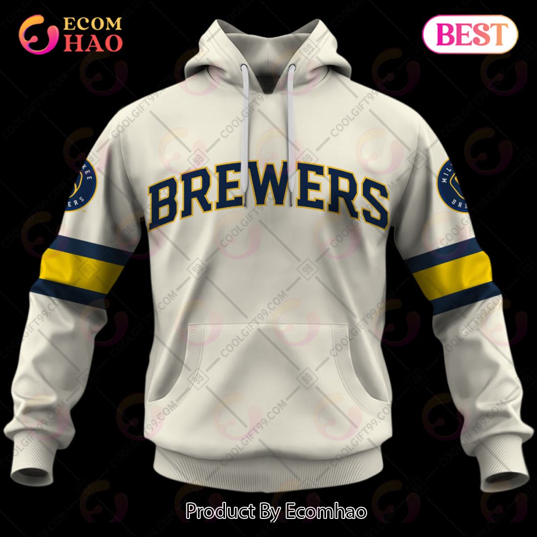 Personalized MLB Milwaukee Brewers Home Jersey Style 3D Hoodie