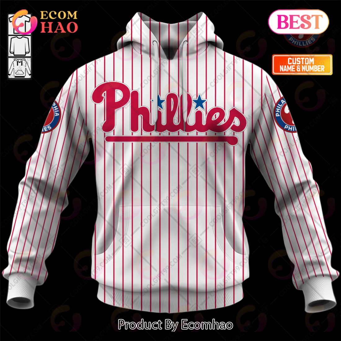 Personalized MLB Philadelphia Phillies Home Jersey Style 3D Hoodie