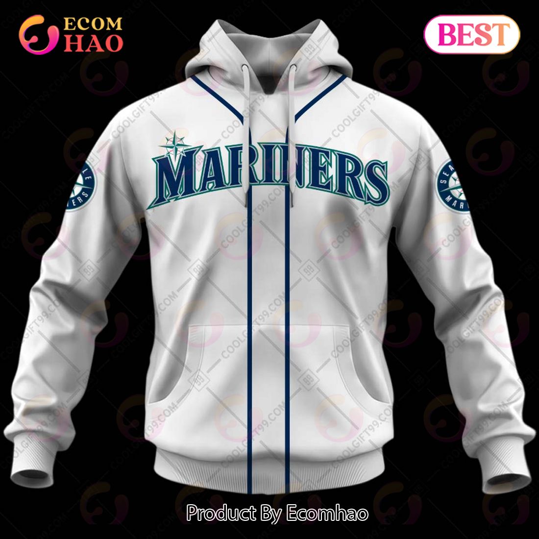 Personalized MLB Seattle Mariners Home Jersey Style 3D Hoodie