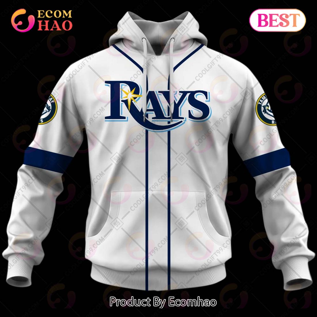 Personalized MLB Tampa Bay Rays Home Jersey Style 3D Hoodie