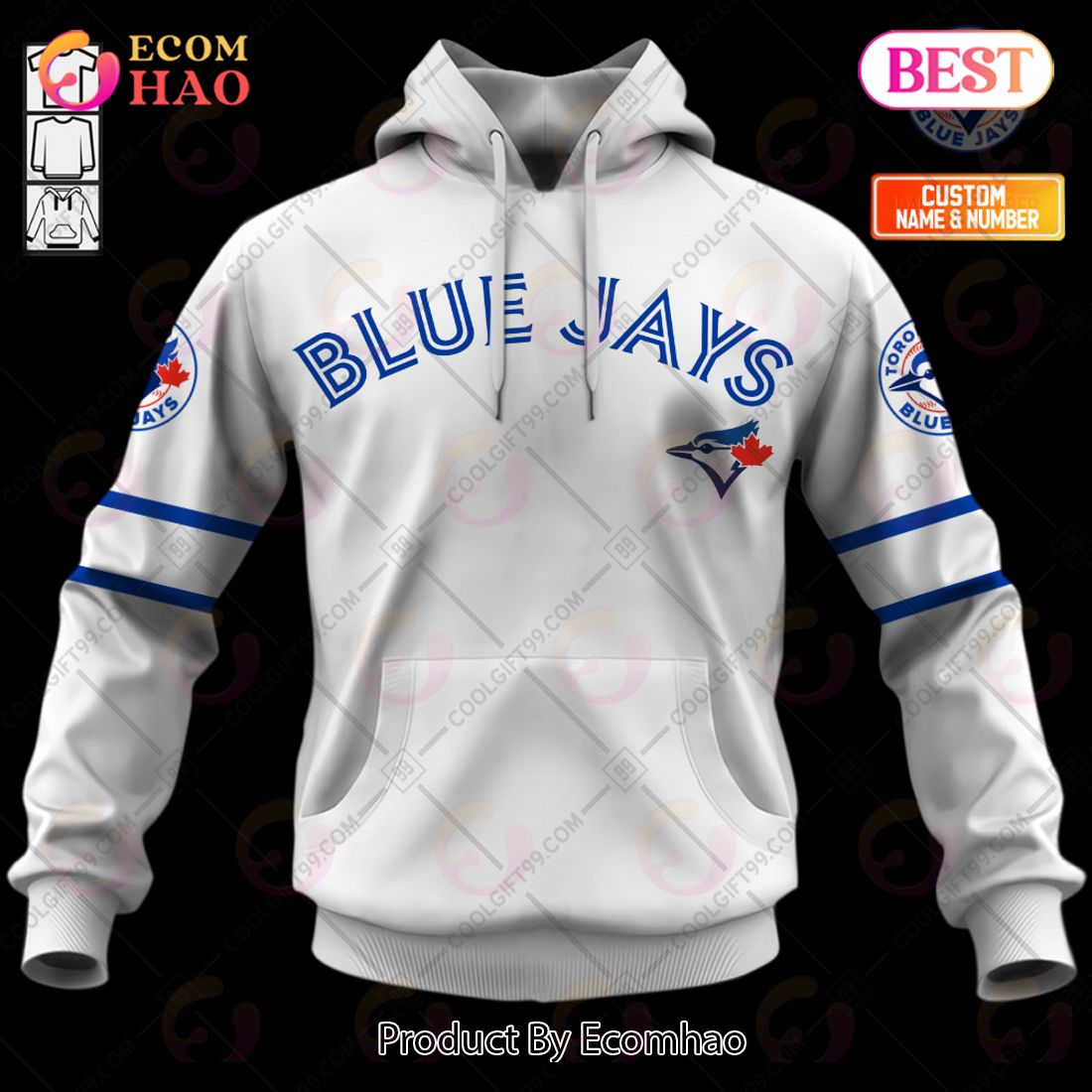 Personalized MLB Toronto Blue Jays Home Jersey Style 3D Hoodie