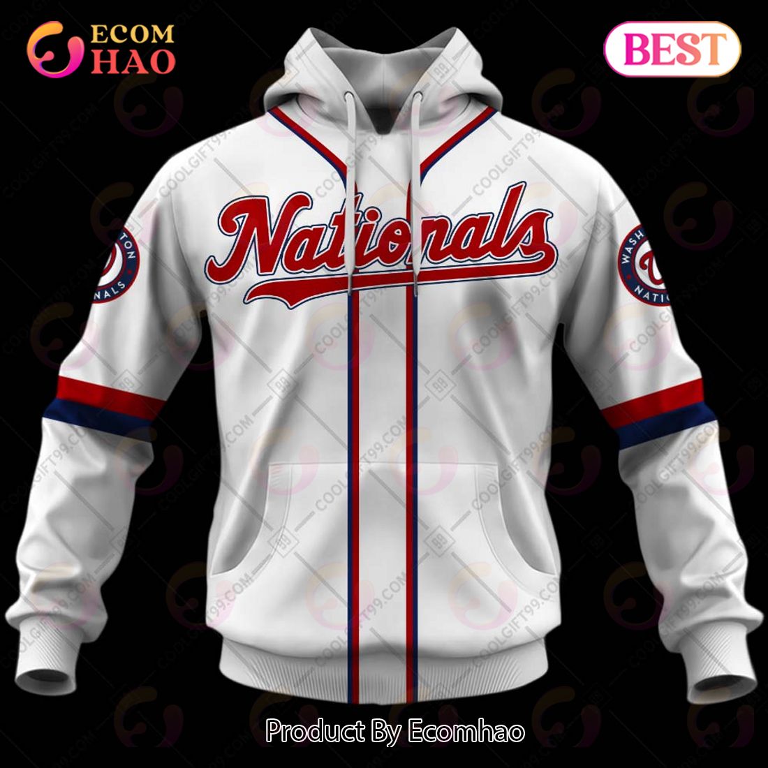 Personalized MLB Washington Nationals Home Jersey Style 3D Hoodie