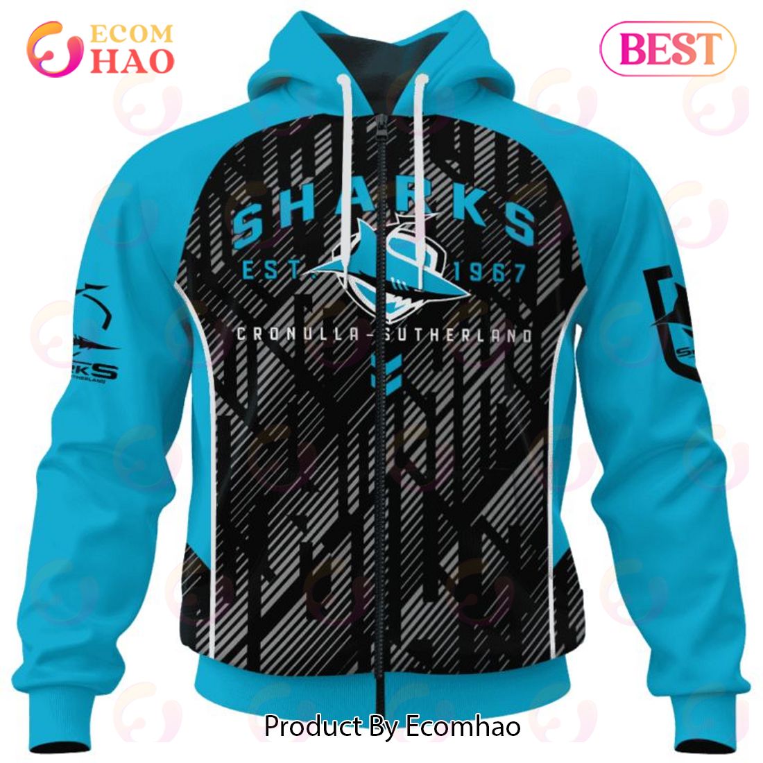 NRL Cronulla-Sutherland Sharks Special Blocker Design 3D Hoodie