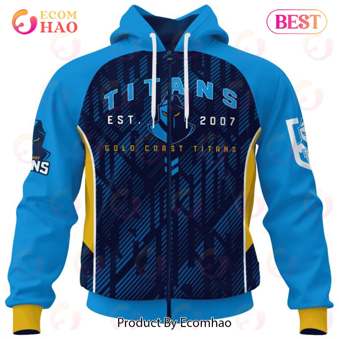 NRL Gold Coast Titans Special Blocker Design 3D Hoodie