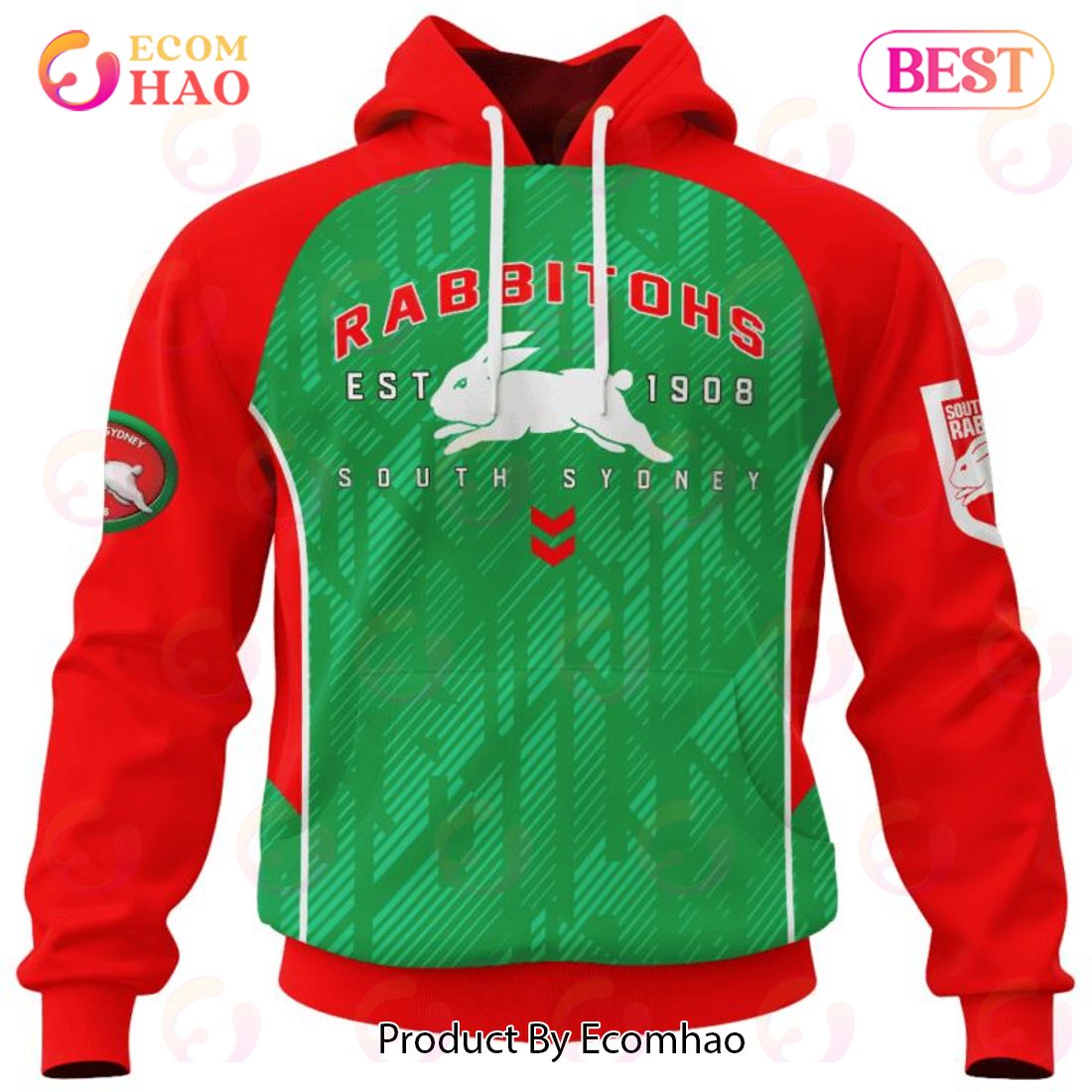 NRL South Sydney Rabbitohs Special Blocker Design 3D Hoodie