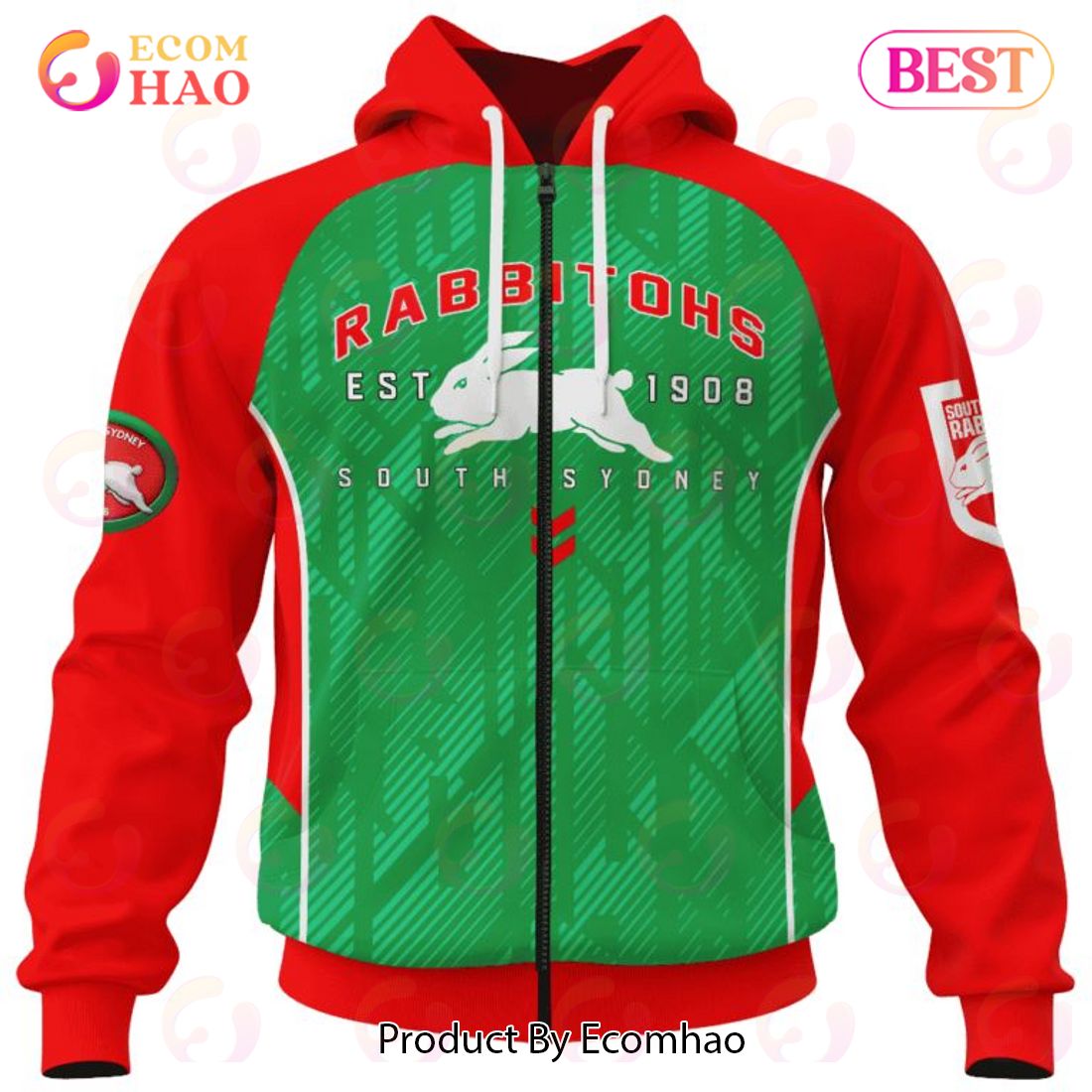 NRL South Sydney Rabbitohs Special Blocker Design 3D Hoodie