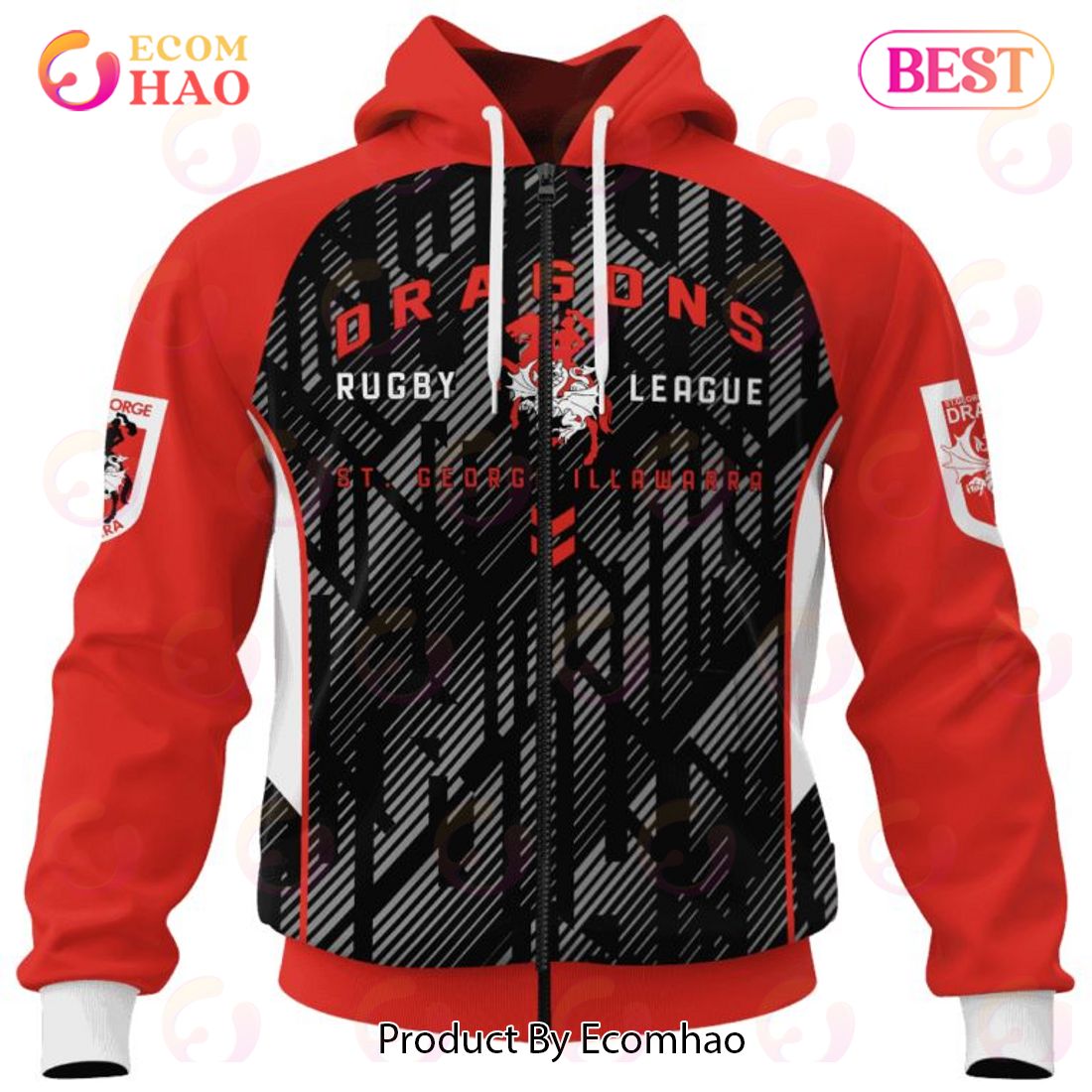 NRL St. George Illawarra Dragons Special Blocker Design 3D Hoodie