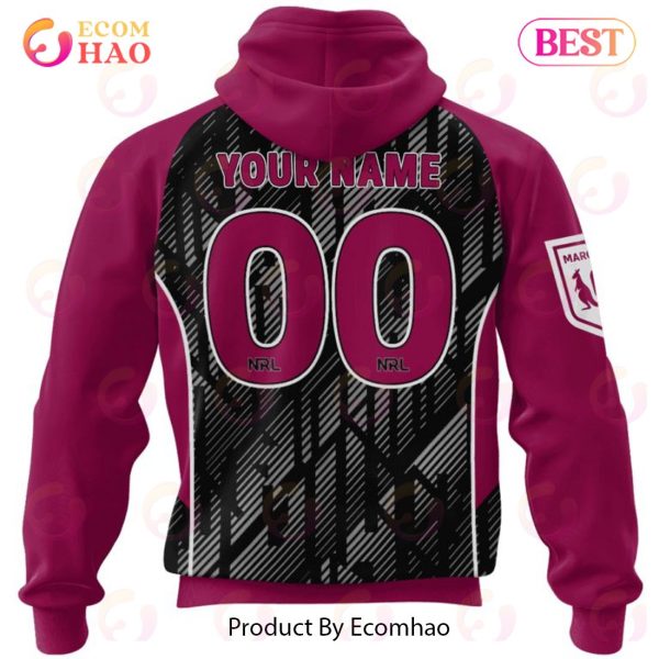 QLD Maroons Special Blocker Design 3D Hoodie