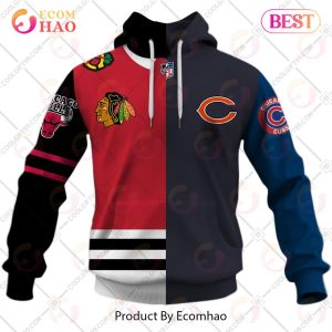 Personalized Chicago Blackhawks, Chicago Bears, Chicago Cubs, Chicago Bulls Mix Jersey Style 3D Hoodie