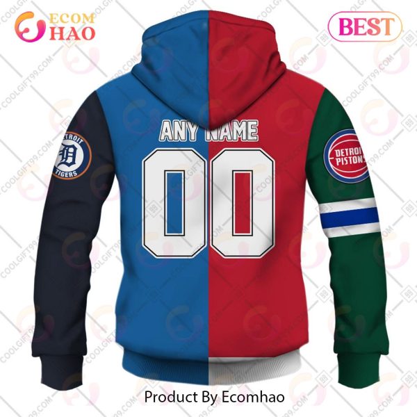 Personalized Detroit Red Wings, Detroit Lions, Detroit Tigers, Detroit Pistons Mix Jersey Style 3D Hoodie
