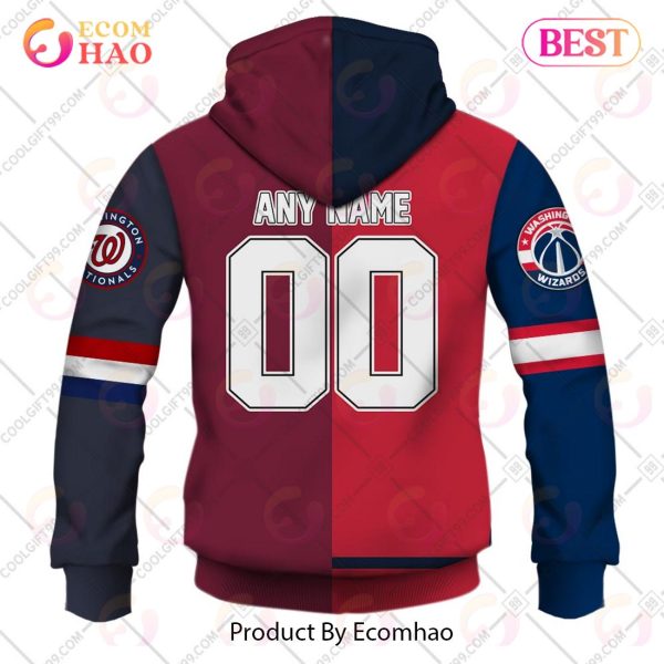 Personalized Washington Capitals, Washington Commanders, Washington Nationals, Washington Wizards _ Mix Jersey Style 3D Hoodie