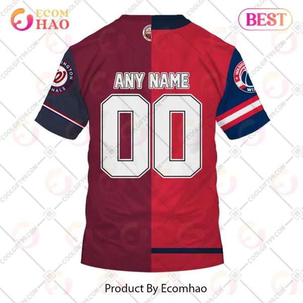 Personalized Washington Capitals, Washington Commanders, Washington Nationals, Washington Wizards _ Mix Jersey Style 3D Hoodie