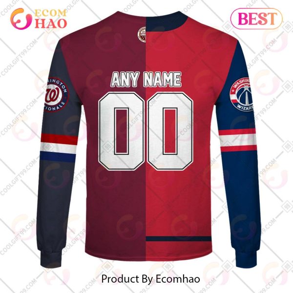 Personalized Washington Capitals, Washington Commanders, Washington Nationals, Washington Wizards _ Mix Jersey Style 3D Hoodie