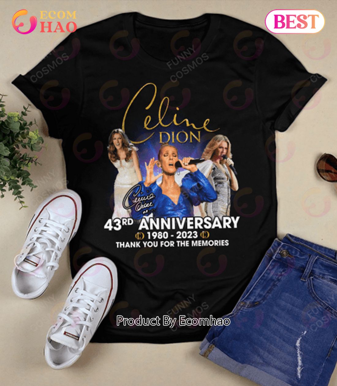 Celine Dion 43rd Anniversary 1980 – 2023 Thank You For The Memories T-Shirt