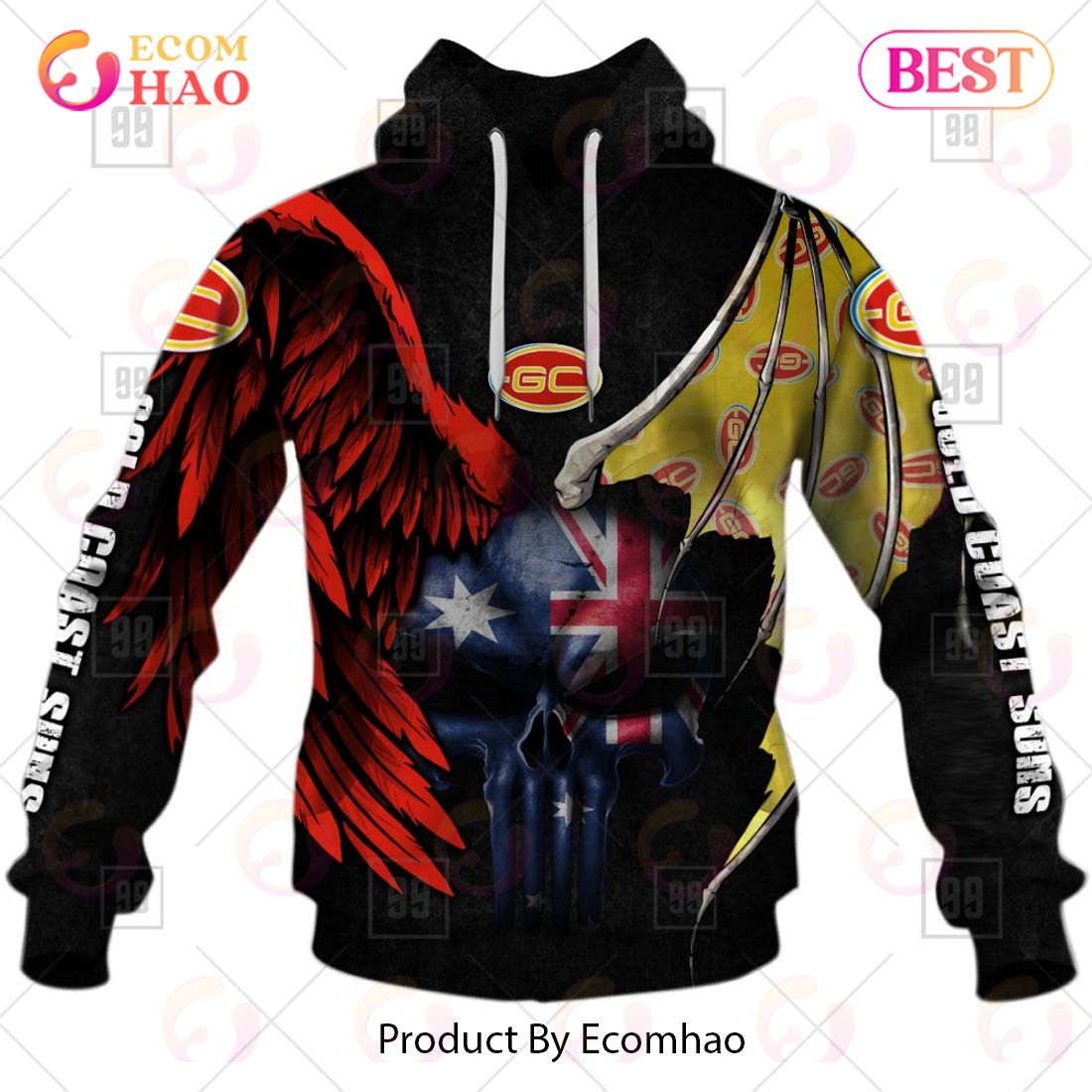 Personalized Wings AFL Gold Coast Suns 3D Hoodie