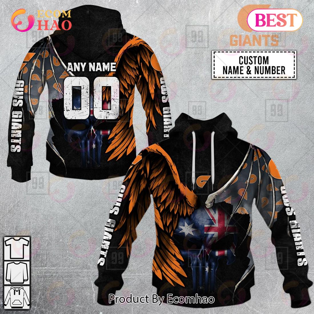 Personalized Wings AFL Greater Western Sydney Giants 3D Hoodie