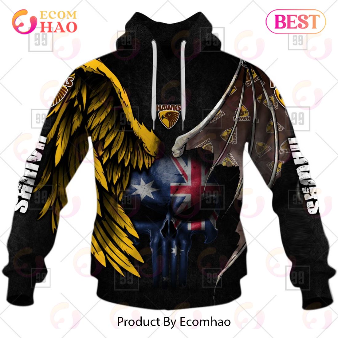 Personalized Wings AFL Hawthorn Hawks 3D Hoodie