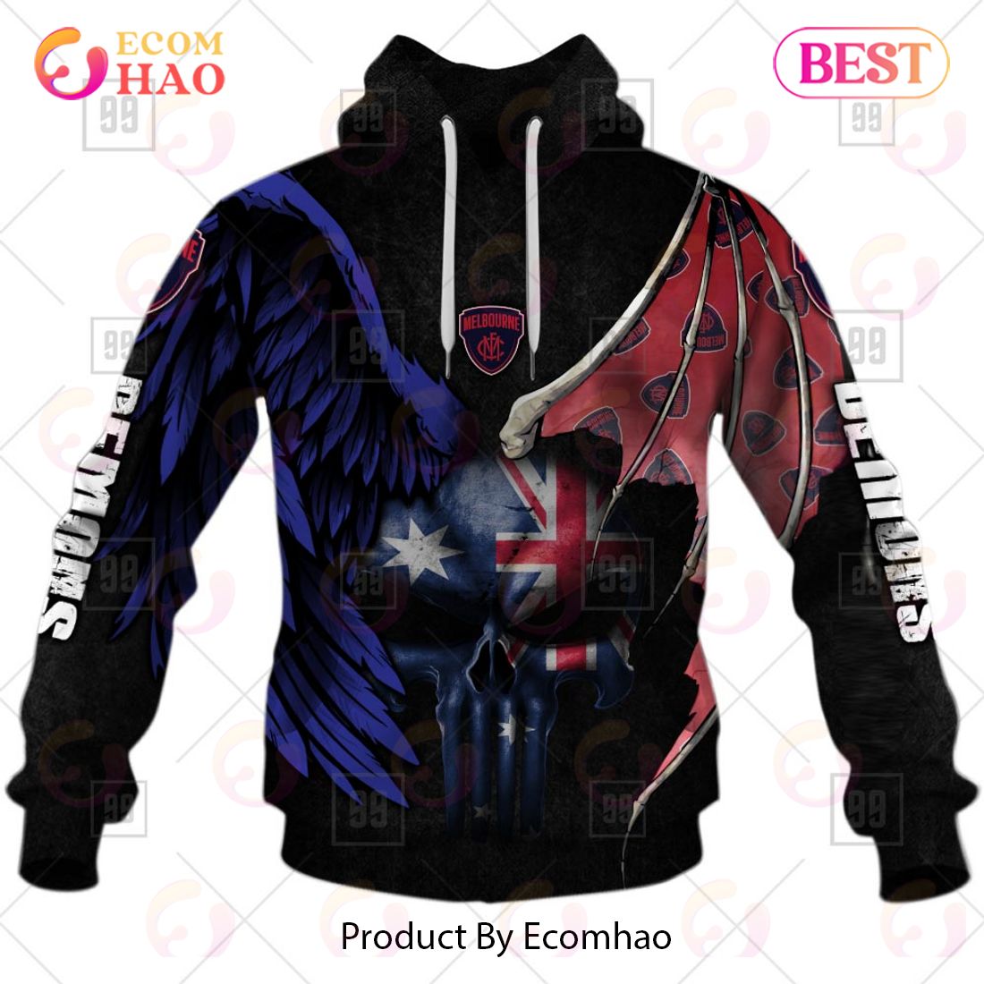 Personalized Wings AFL Melbourne Demons 3D Hoodie