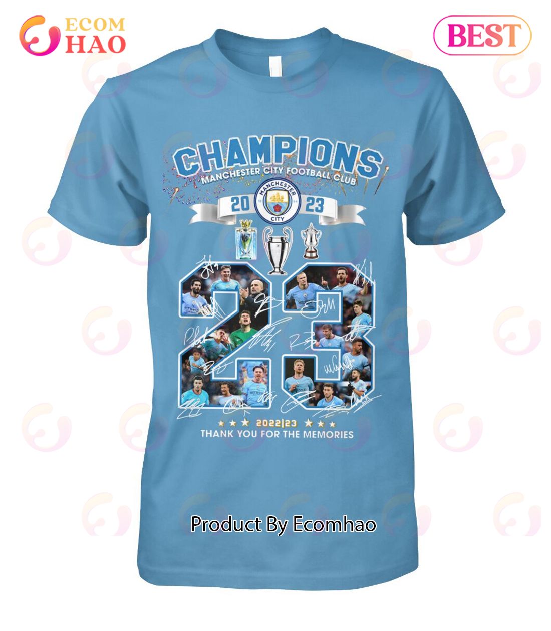 Champions Manchester City Football Club 2023 Thank You For The Memories T-Shirt