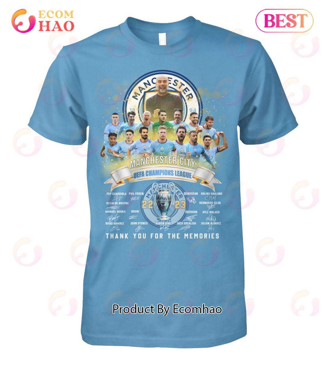 Manchester City UEFA Champions League 22-23 Thank You For The Memories T-Shirt